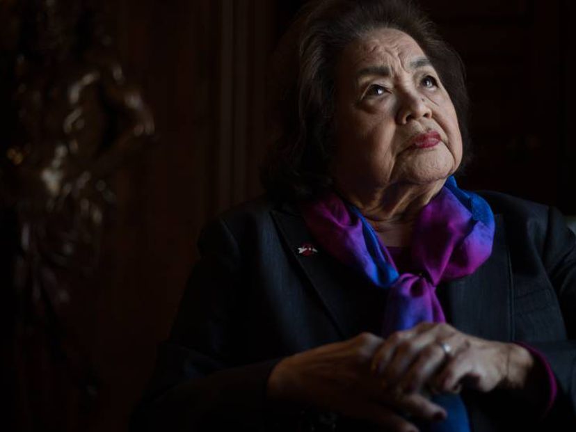 La japonesa Setsuko Thurlow superviviente de Hiroshima, en Casa de América, en Madrid.