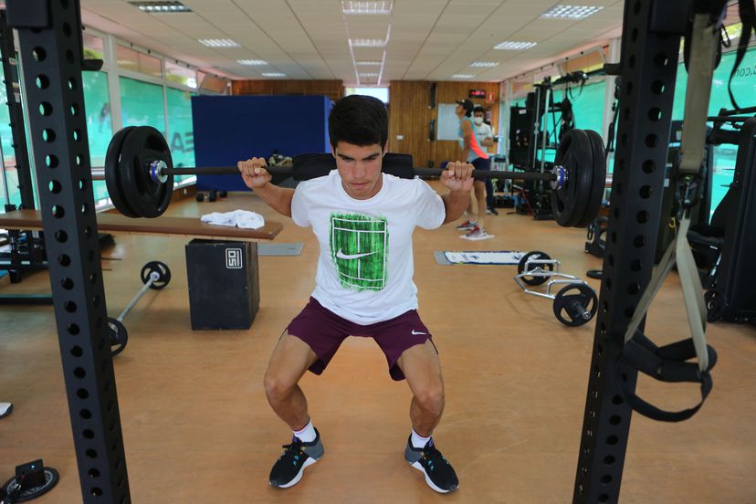 Carlos Alcaraz durante un entrenamiento.