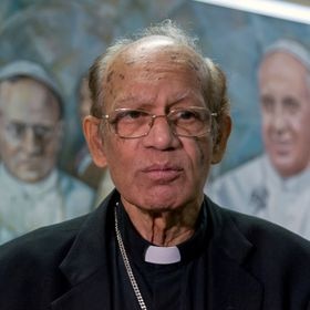 ROME, ITALY - OCTOBER 26: Cardinal Oswald Gracias, President of the Federation of Asian Bishops' Conferences (FABC), Archbishop of Bombay, during the launch of the bishops' declaration on climate justice on October 26, 2018 in Rome, Italy.The presidents of the continental episcopal conferences launch an urgent appeal to the Vatican on climate action. They affirm that since global warming should be limited to 1.5 degrees, the next United Nations climate change conference in Katowice, Poland, in December, must be a milestone in the path mapped out in 2015 in Paris (Photo by Stefano Montesi - Corbis/Getty Images)
