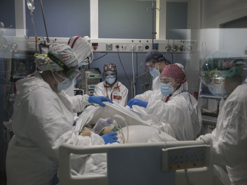 The intensive care unit at Mar Hospital in Barcelona in February.