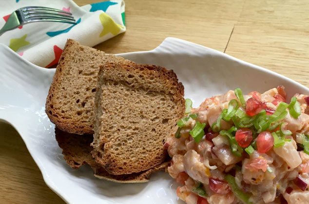 Tartar de trucha con pomelo y granada