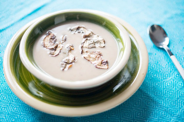 Crema de castañas con setas