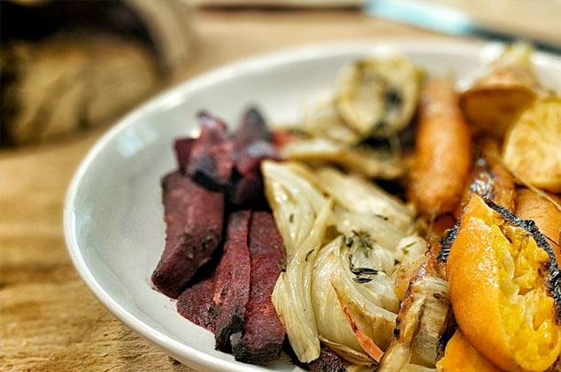 Verduras asadas navideñas