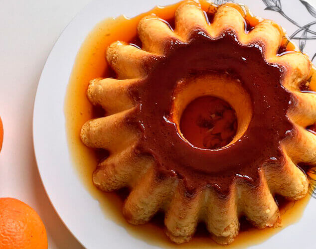 Flan de naranja sin lácteos