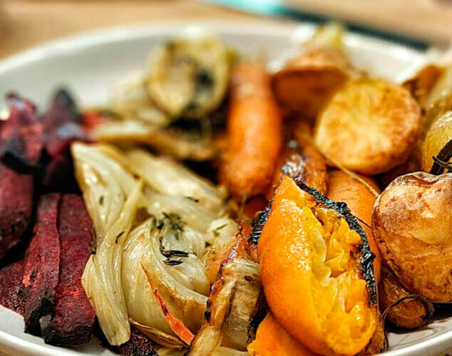 Verduras asadas navideñas