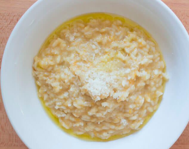 Risotto de calabaza, jengibre y limón