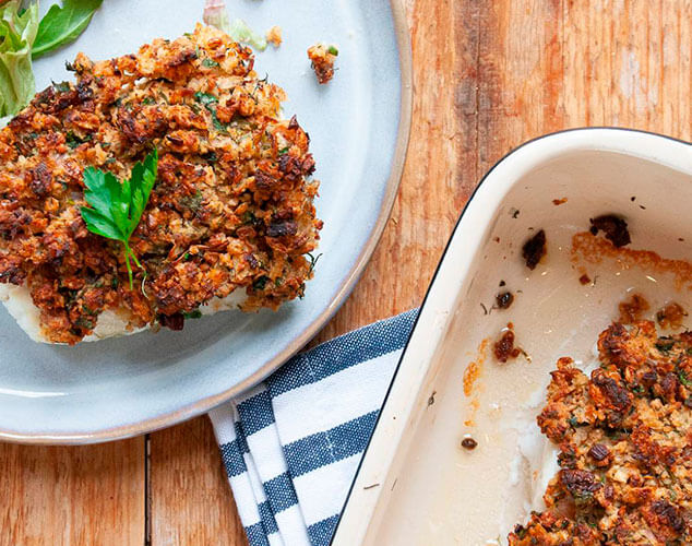 Bacalao con costra de mostaza