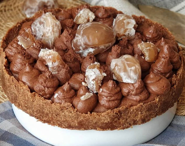Tarta de mousse de chocolate y marron glacé