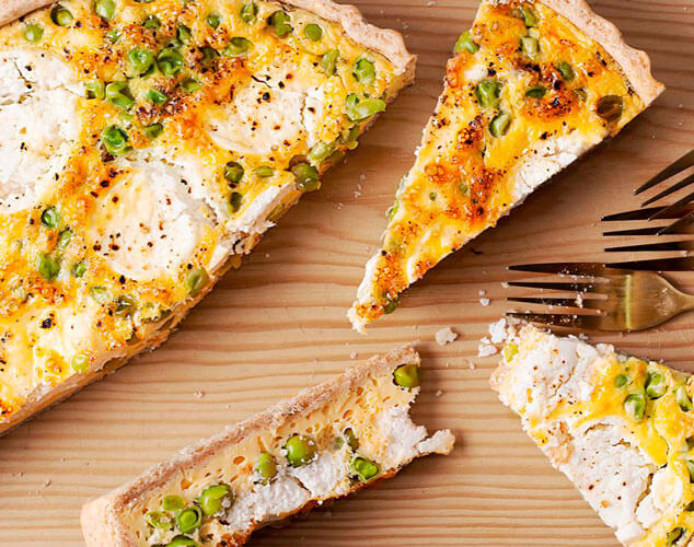 Quiche de guisantes y queso de cabra