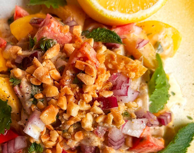 Ensalada de setas con tahini, tomillo y limón