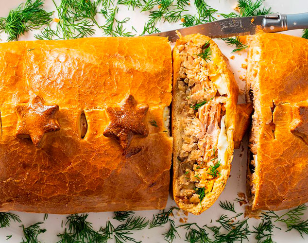 Pastel ruso de salmón