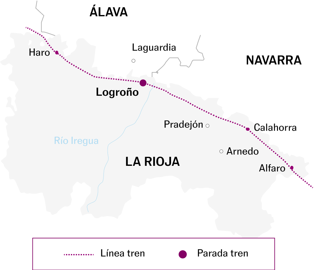 Mapa del recorrido en tren