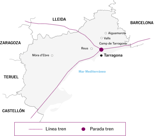 Mapa del recorrido en tren