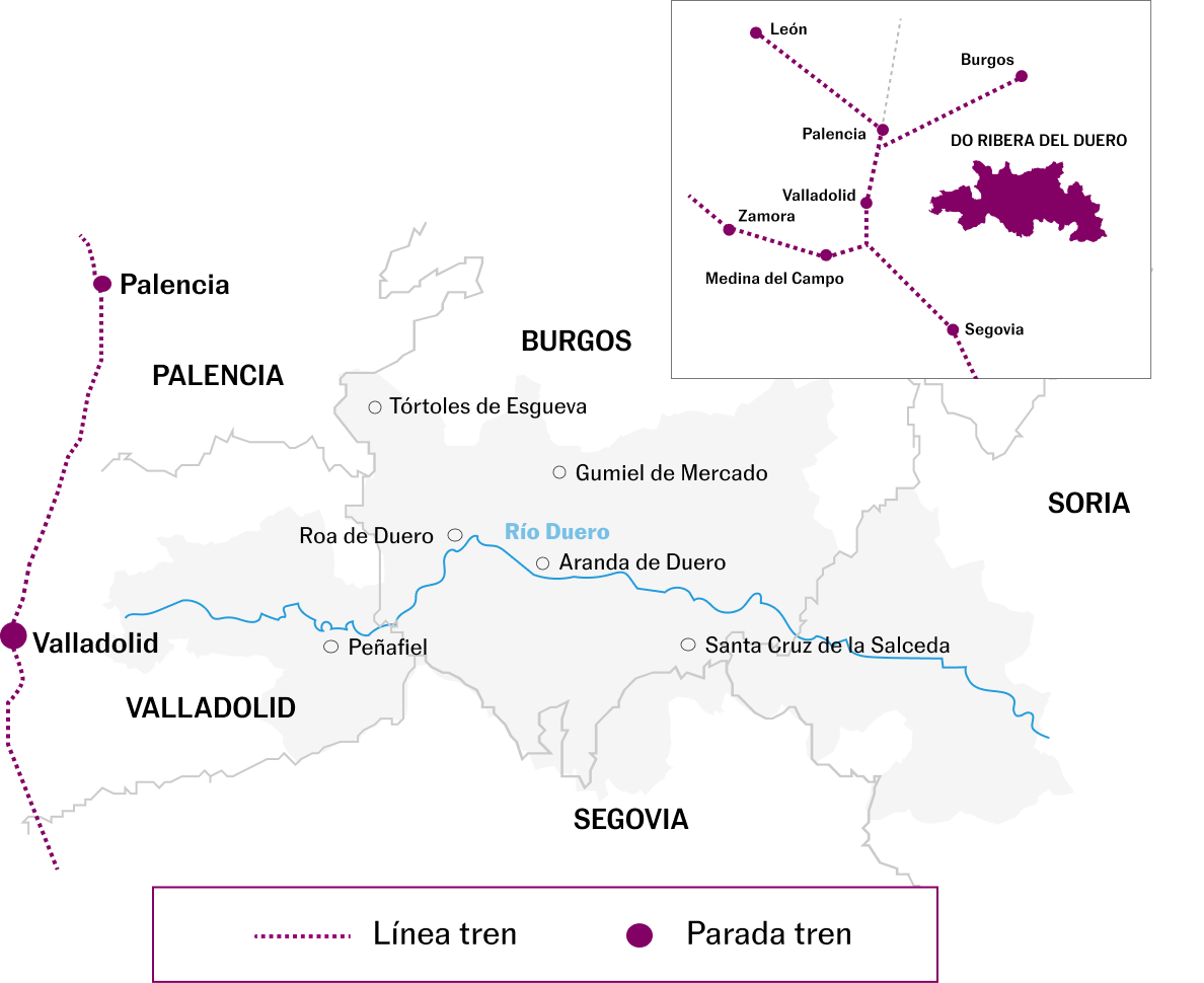 Mapa del recorrido en tren