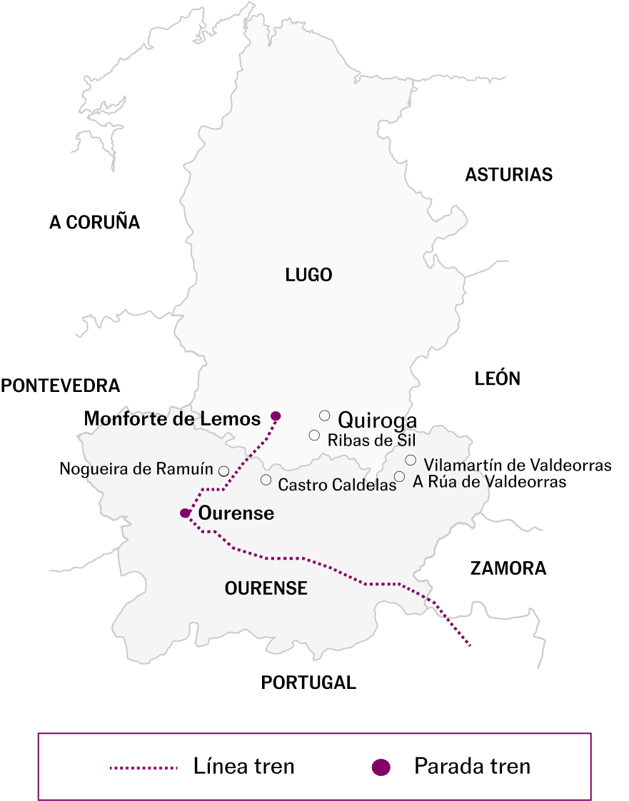 Mapa del recorrido en tren