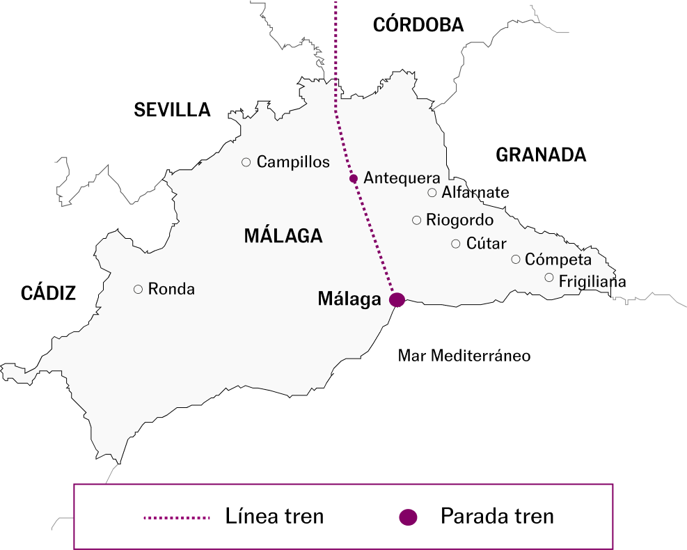 Mapa del recorrido en tren
