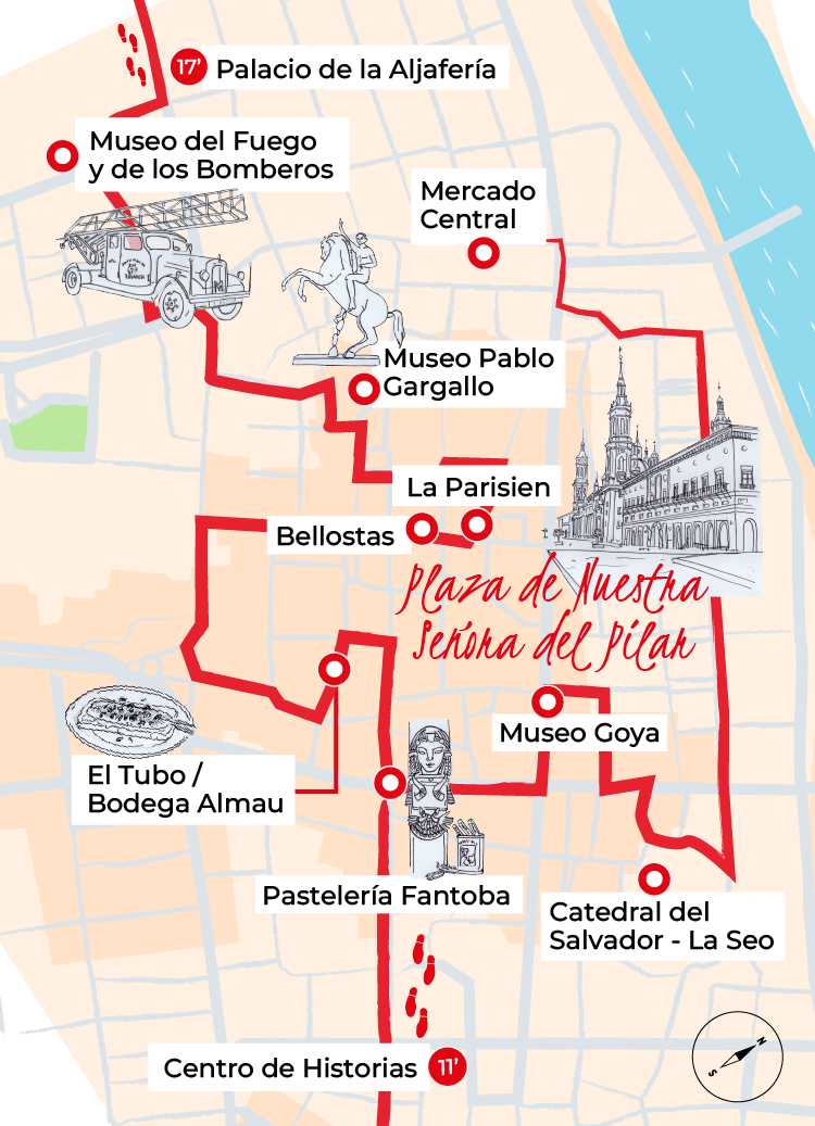Ilustración del área de la Plaza de Nuestra Señora del Pilar
