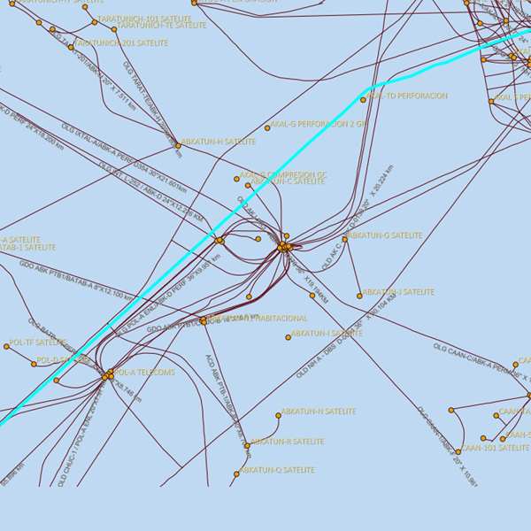 Mapa del derrame de Pemex