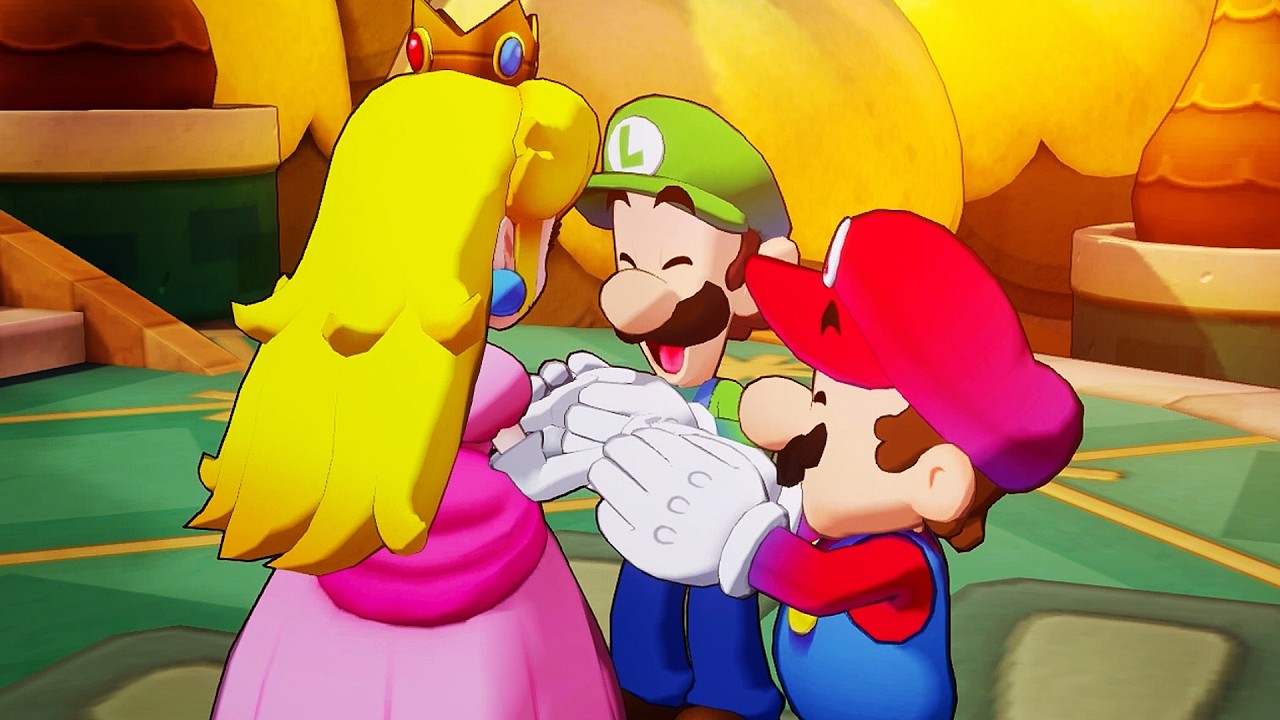 Mario, Luigi y Peach en una imagen de 'Mario & Luigi: Conexión fraternal'