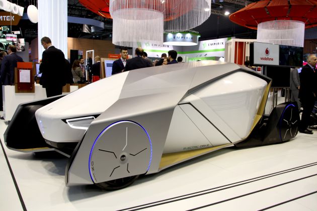 Prototipo del coche del futuro de Vodafone presentado en el MWC 2017.