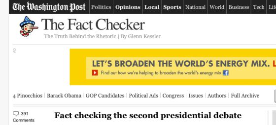 Captura de pantalla del 'Washington Post' y su sección 'Fact Checker'