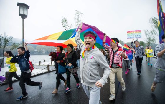 Activistas homosexuales chinos, en un maratón en noviembre.