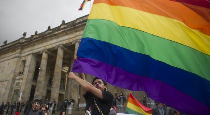 Gay rights activists protest in Bogota in 2013.