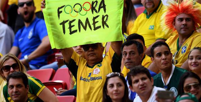Opponents of interim president Michel Temer make their point.
