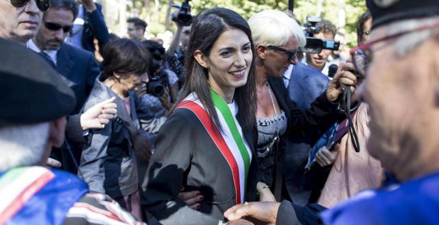 La alcaldesa Raggi, el jueves en Roma.