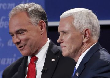 Los candidatos a la vicepresidencia Tim Kaine y Mike Pence