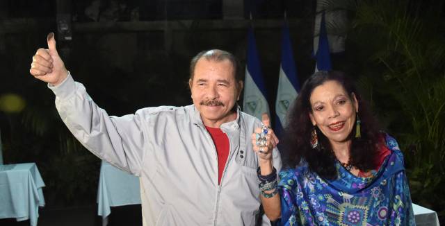 Ortega and Murillo at Sunday’s elections.