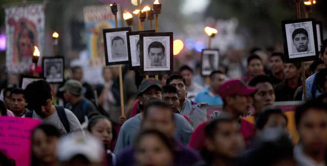 One of the many protests calling for action over the Ayotzinapa disappearances.