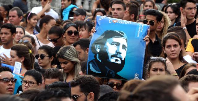 People gather in Havana on Saturday to remember Fidel Castro.