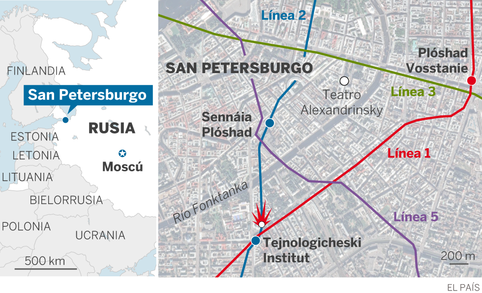 Atentado en San Petersburgo: 11 muertos y 45 heridos en una explosión en el metro