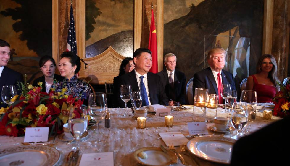 Cena de bienvenida al presidente Xi Jinping en Mar-a-Lago.
