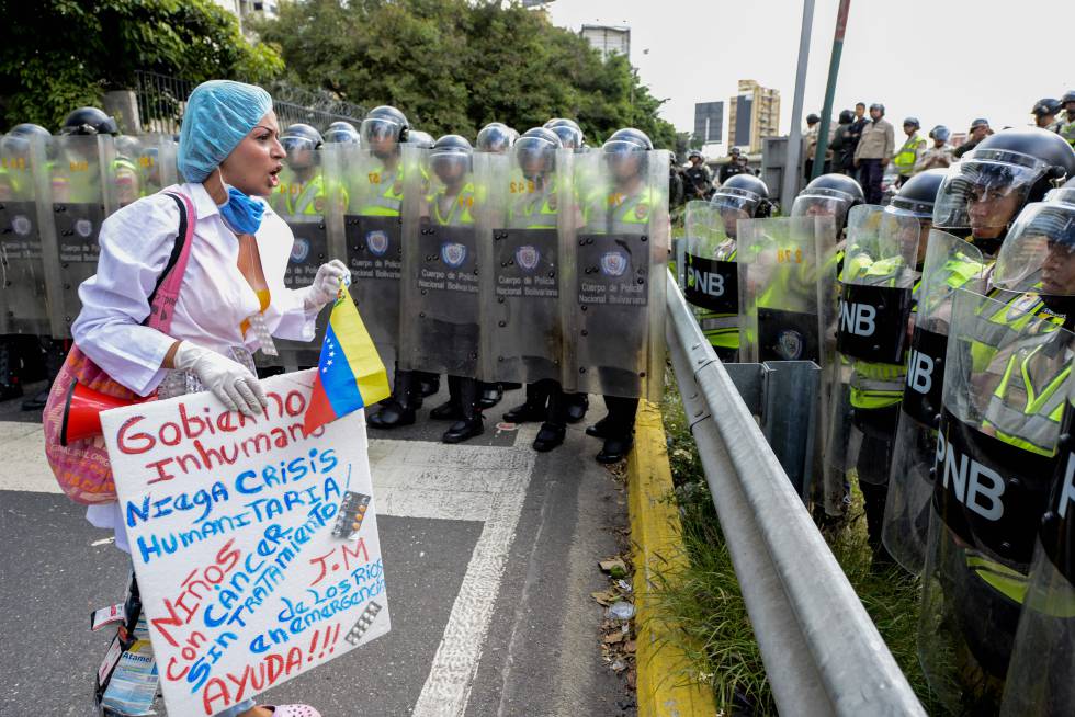 Protesta por la falta de medicinas, en febrero en Caracas.