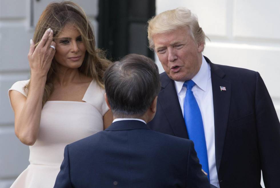 Donald Trump e a primeira-dama Melania recebem o presidente da Coreia do Sul, Moon Jae-in, nesta quinta-feira, na Casa Branca