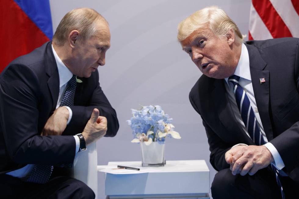  Donald Trump y Vladímir Putin en el G-20 de Hamburgo.