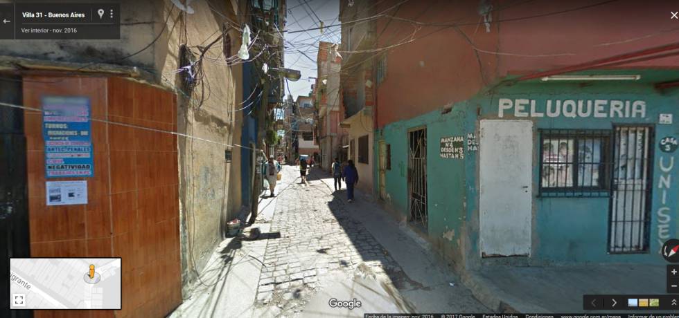 Captura de pantalla de la villa 31 en Google Street View.