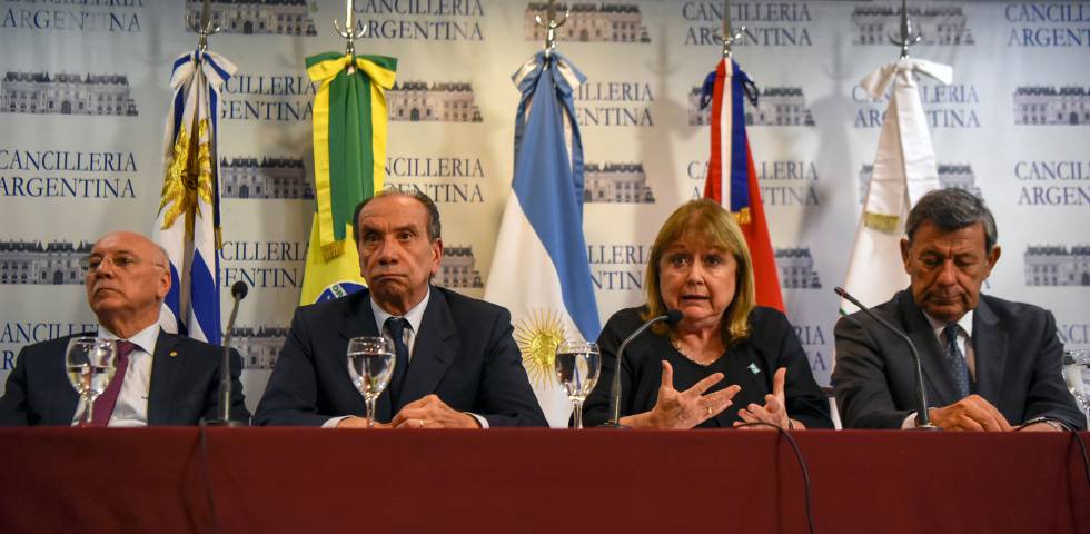 Los ministros de Exteriores de los países miembros de Mercosur, en abril en Buenos Aires.