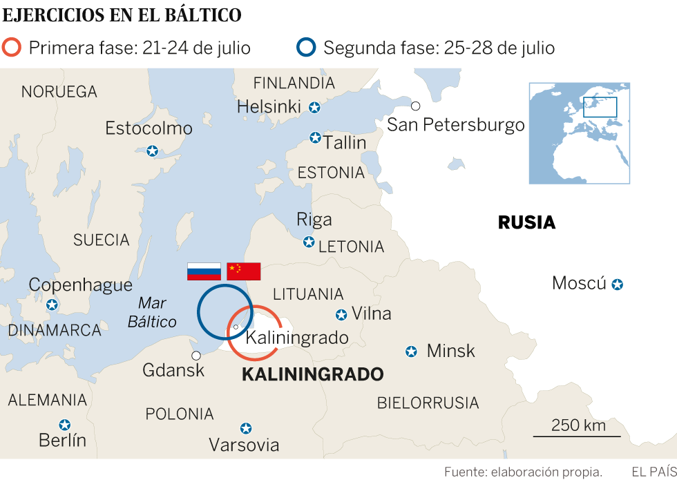 China y Rusia muestran su pujanza militar con sus primeras maniobras conjuntas en el Báltico