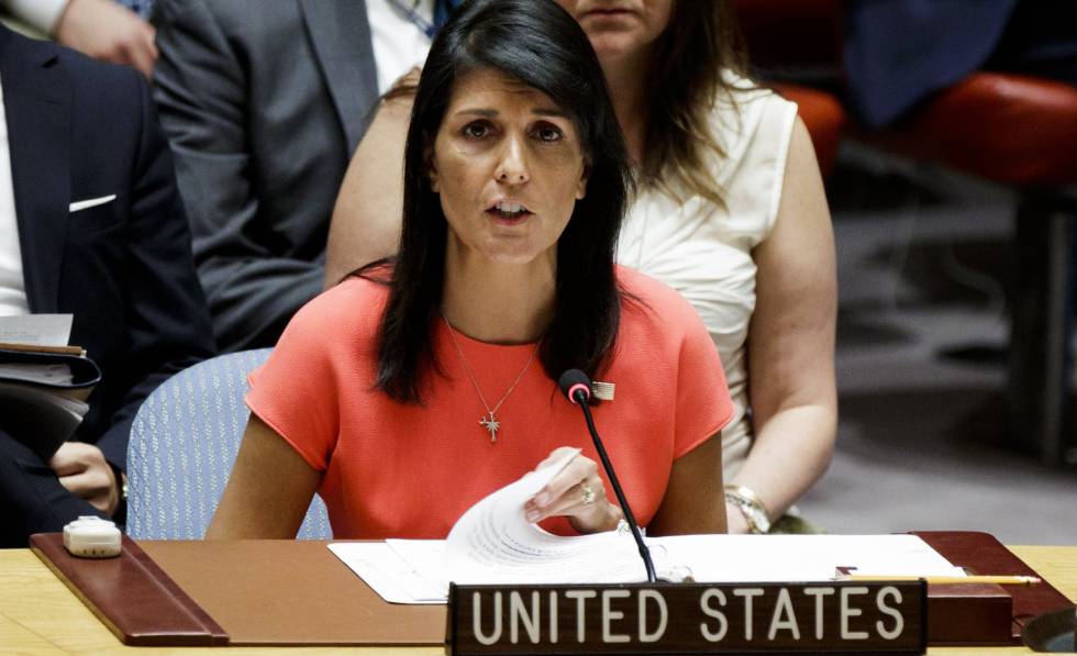 La embajadora para Estados Unidos en la ONU, Nikki Haley, este sábado.