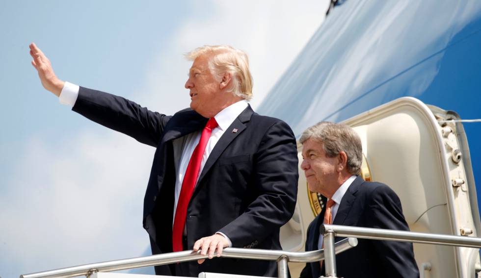 El presidente Trump a su llegada a Springfield, Misuri, este miércoles. 