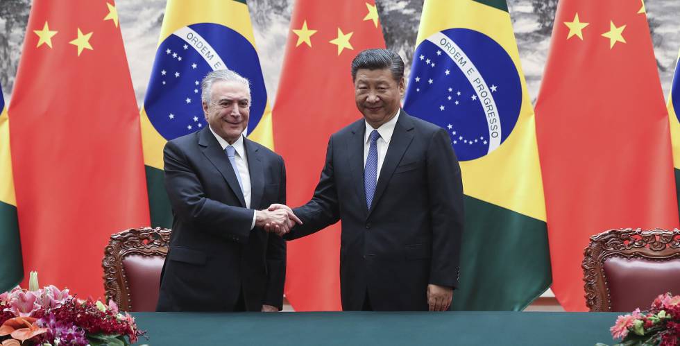 El presidente brasileño, Michel Temer, junto a su homólogo chino, Xi Jinping.