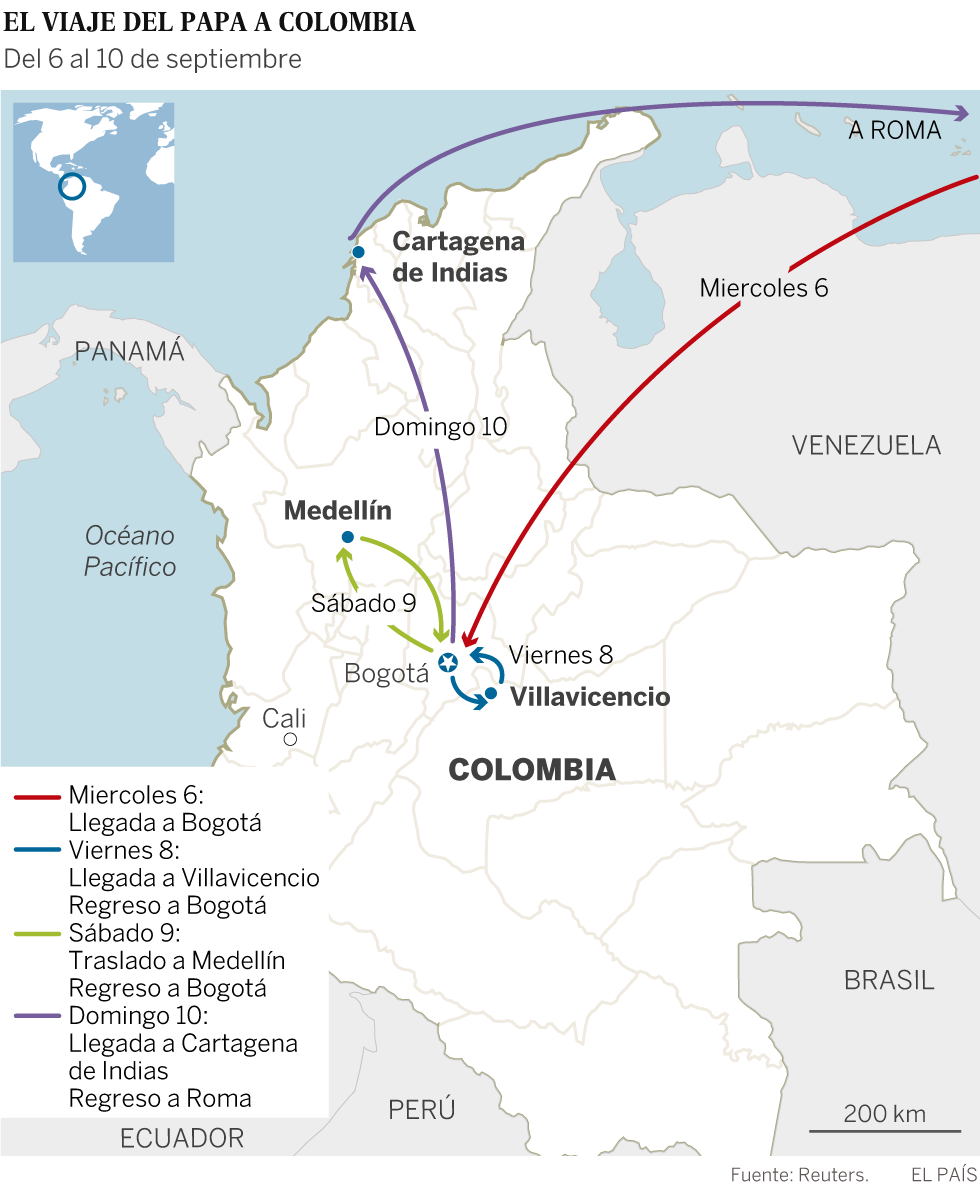 La agenda de la visita del Papa en Colombia