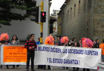 Una manifestación a favor del aborto en el centro de Bogotá.
