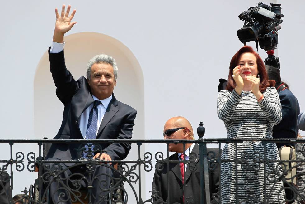 El presidente de Ecuador, Lenín Moreno, y la canciller, María Fernanda Espinosa, el lunes en Quito.