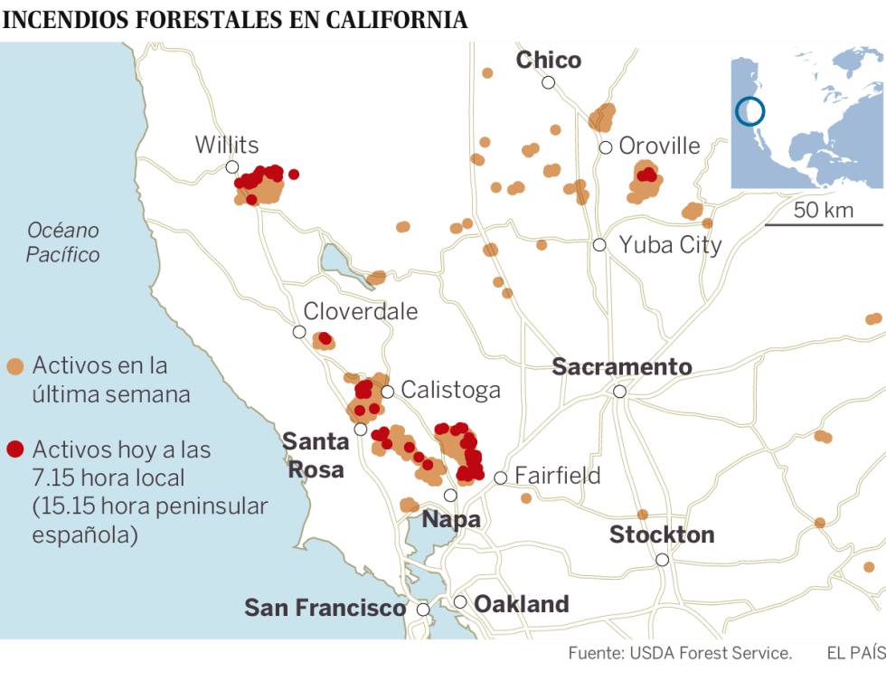 Al menos 23 muertos y más de 100 desaparecidos en los incendios de California