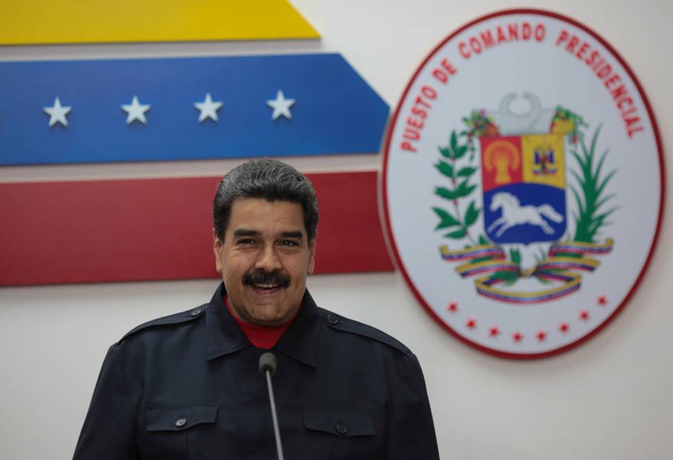 Nicolás Maduro, este domingo en el Palacio de Miraflores.