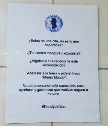 El cartel con el que un bar ofrece protección a las mujeres.